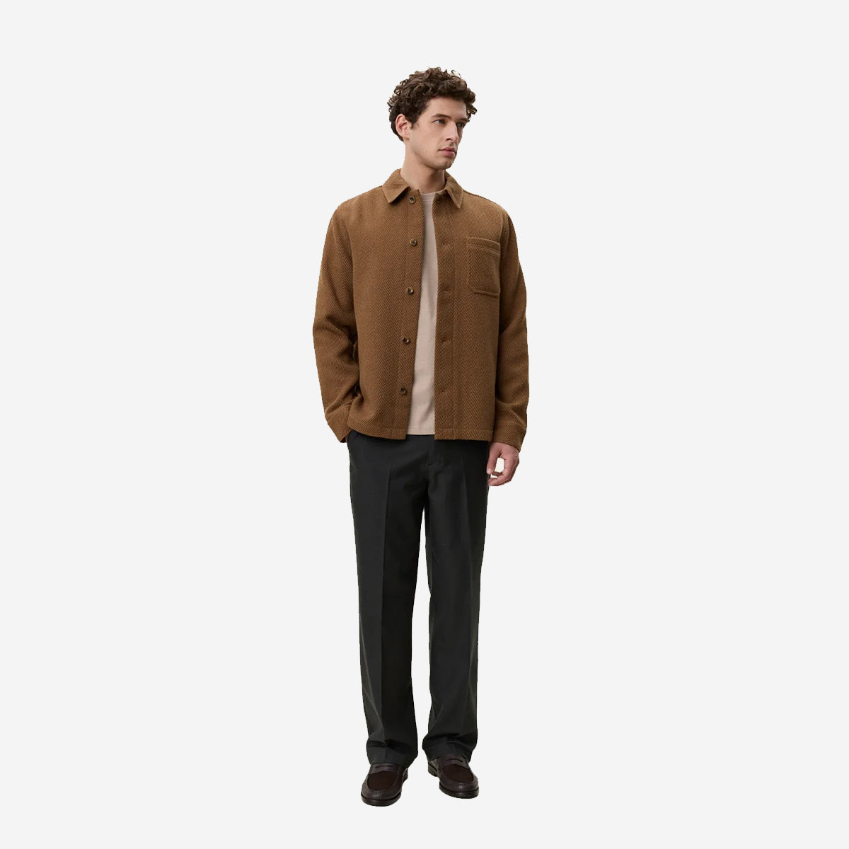 Twill Wool Overshirt - Rubber Brown