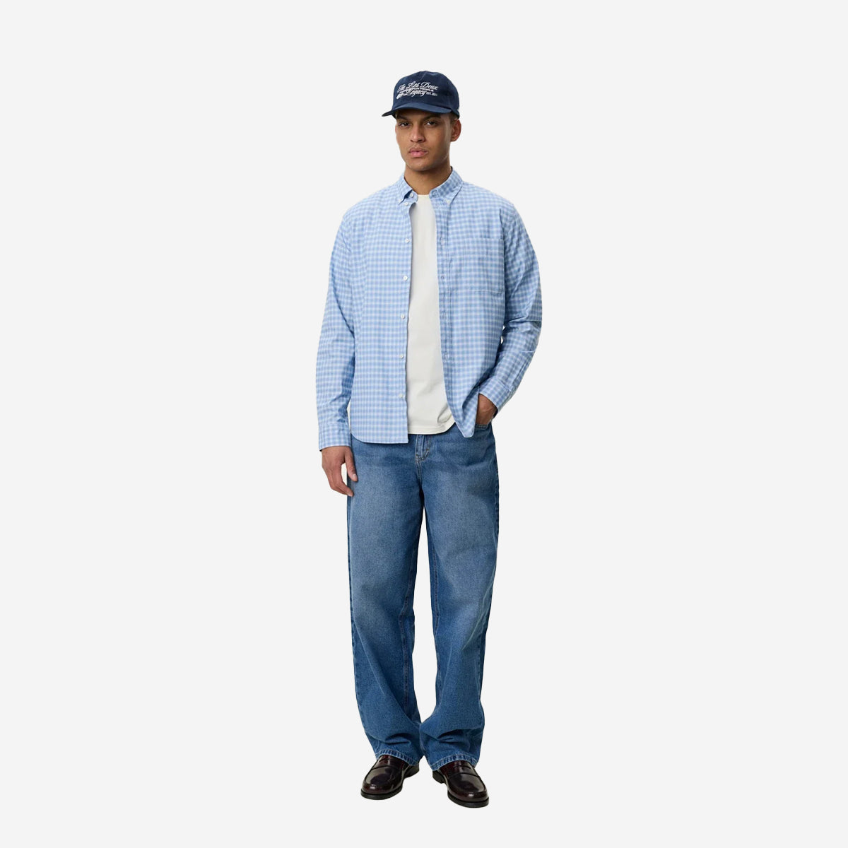 Two-Tone Mini Check Shirt - Allure Blue