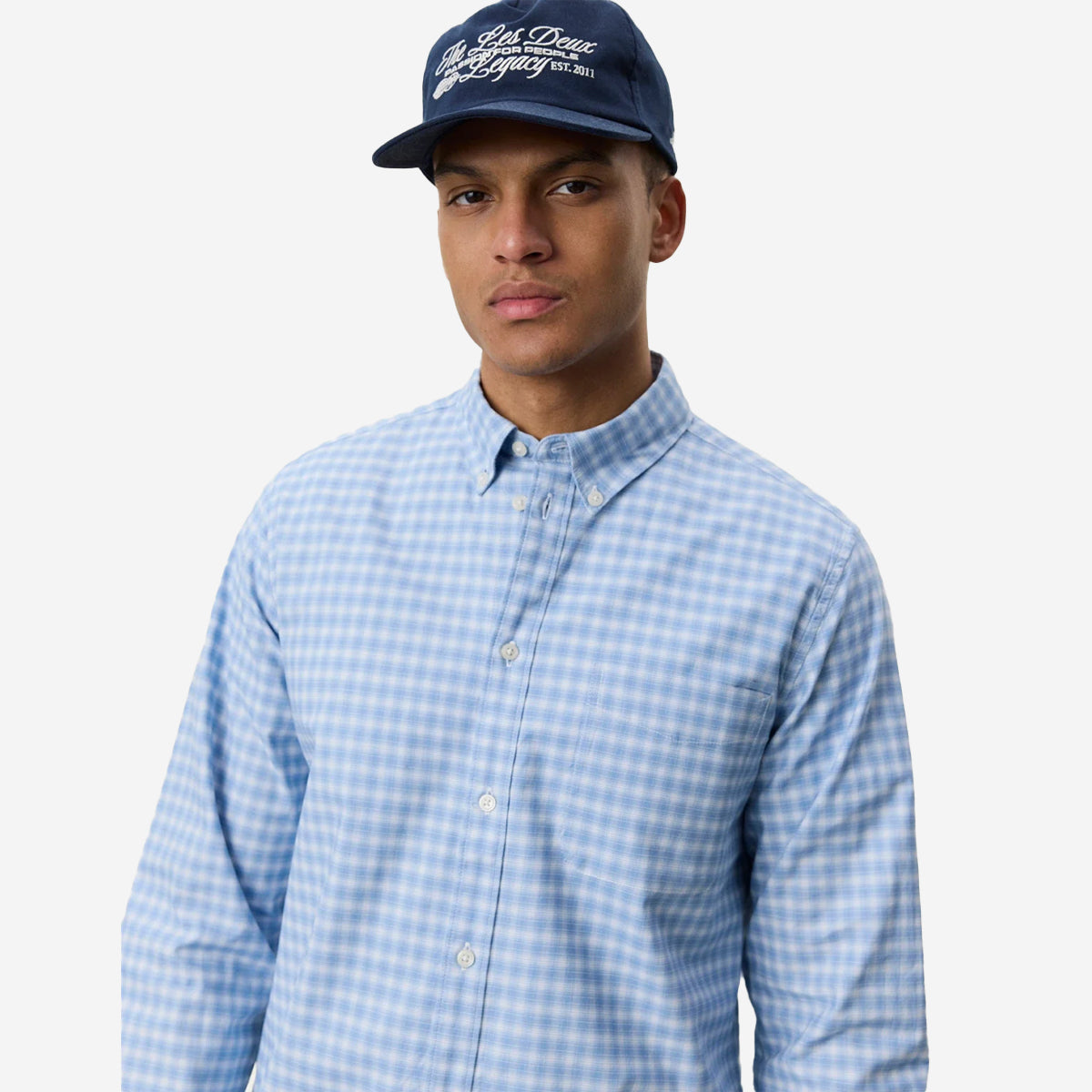 Two-Tone Mini Check Shirt - Allure Blue