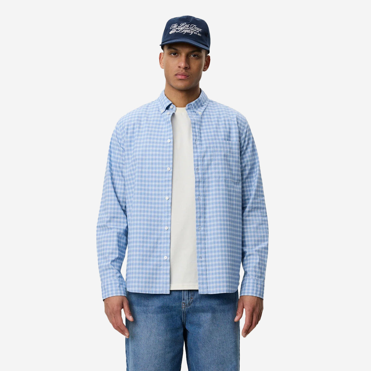 Two-Tone Mini Check Shirt - Allure Blue