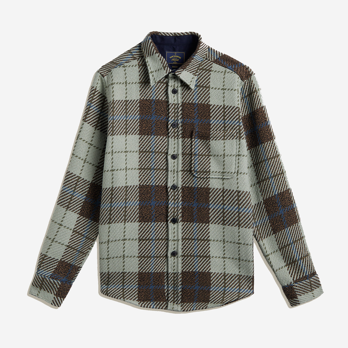 Upper Plaid Woven Overshirt - Aqua/Brown