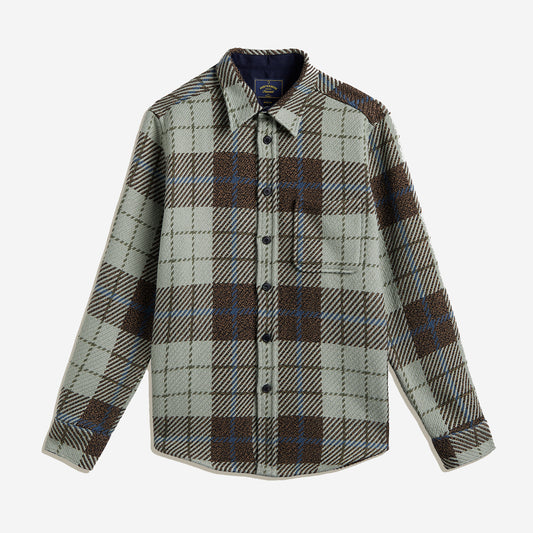 Upper Plaid Woven Overshirt - Aqua/Brown