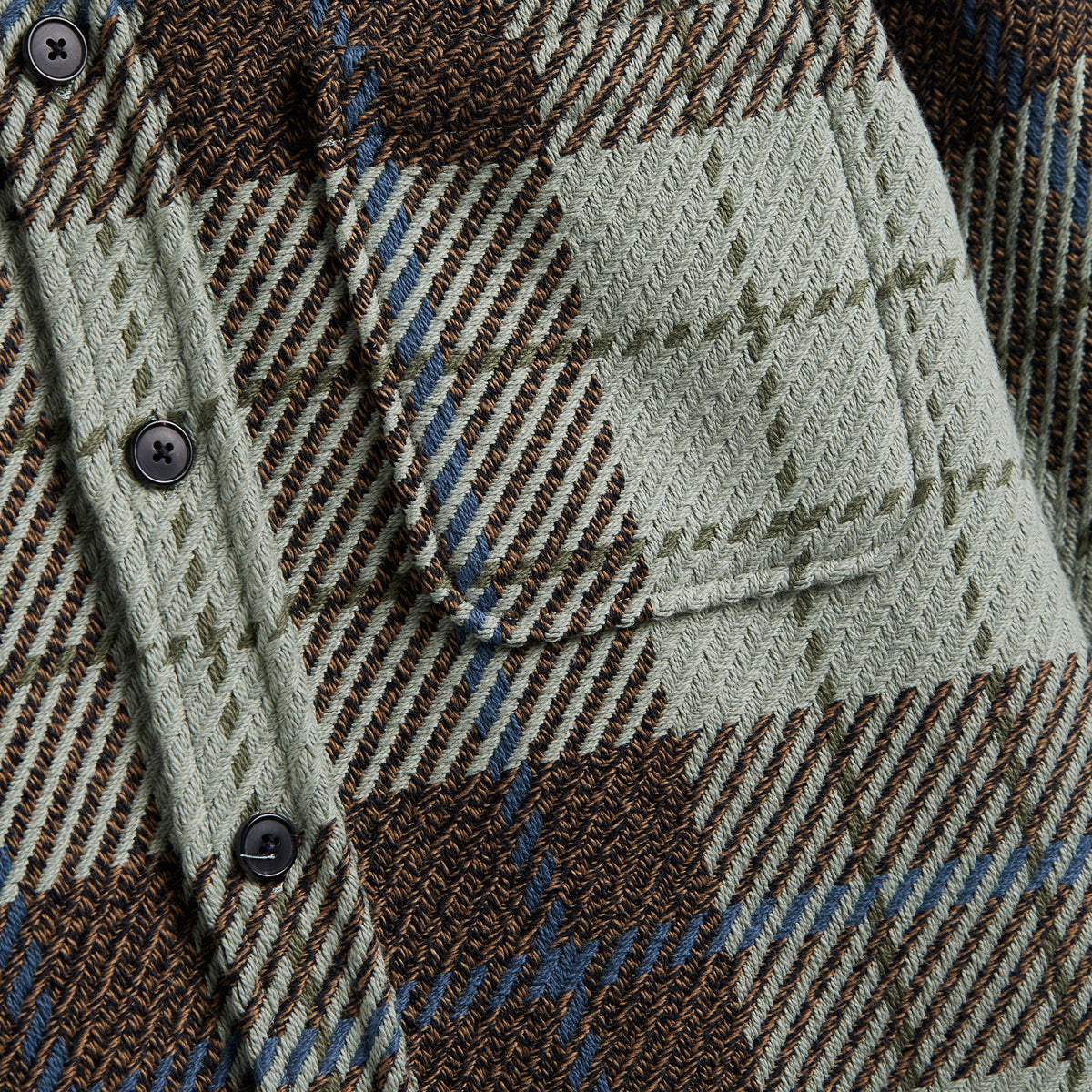 Upper Plaid Woven Overshirt - Aqua/Brown