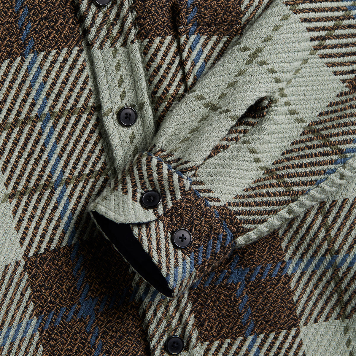 Upper Plaid Woven Overshirt - Aqua/Brown
