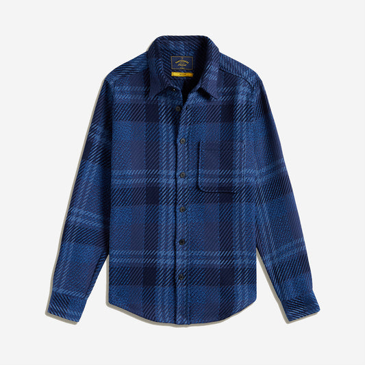 Upper Plaid Woven Overshirt - Blue