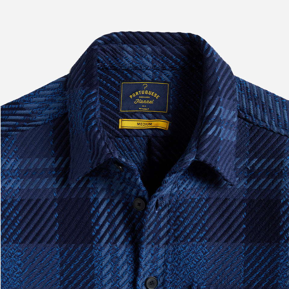 Upper Plaid Woven Overshirt - Blue