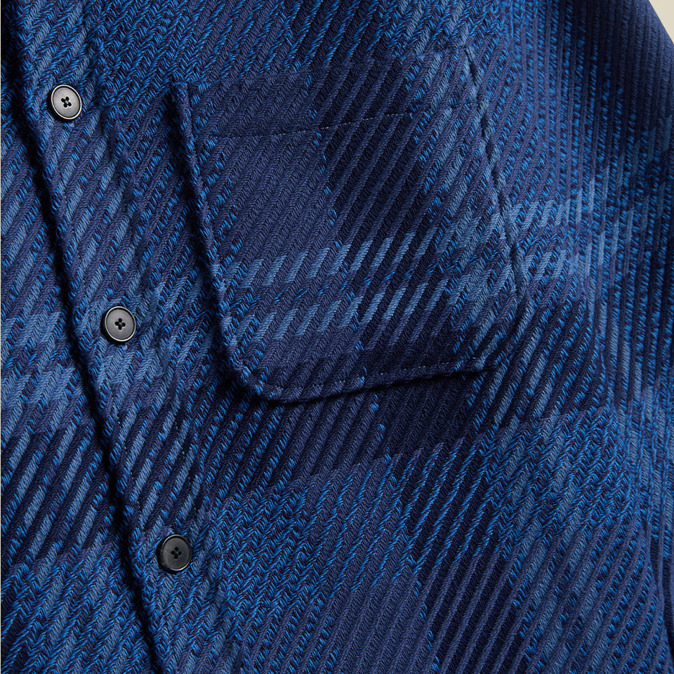 Upper Plaid Woven Overshirt - Blue