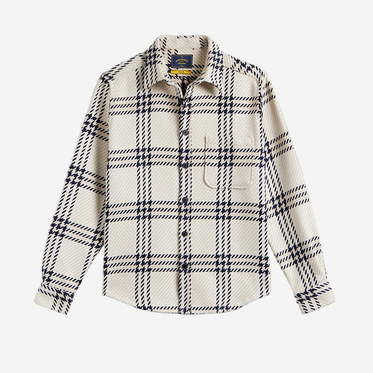 Upper Plaid Woven Overshirt - Ecru