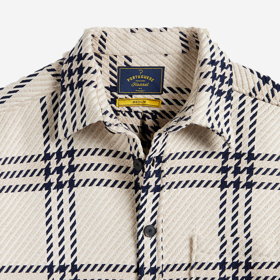 Upper Plaid Woven Overshirt - Ecru