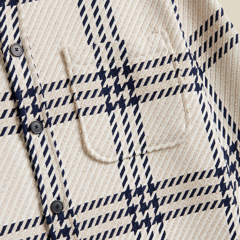 Upper Plaid Woven Overshirt - Ecru