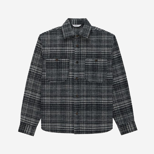 Utility Plaid Flannel Shirt - Black Static