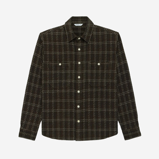 Utility Twill Check Flannel Shirt - Espresso