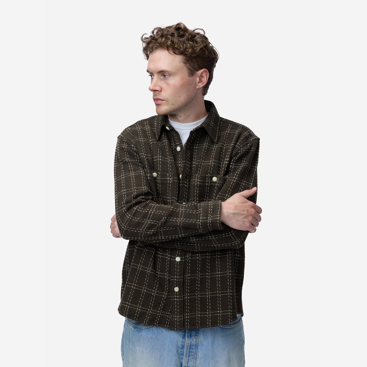 Utility Twill Check Flannel Shirt - Espresso
