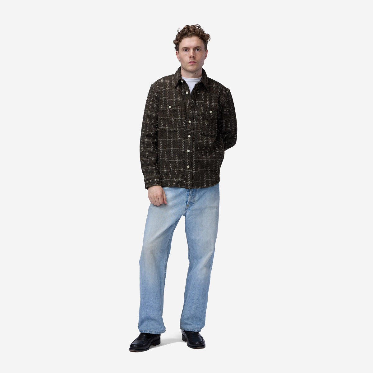Utility Twill Check Flannel Shirt - Espresso