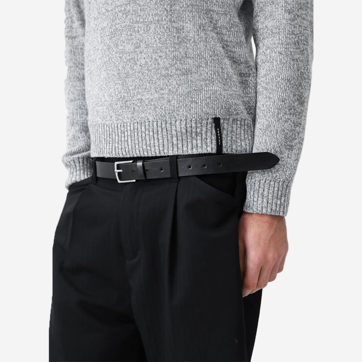 V-Neck Heather C/W Knit Sweater - Ash