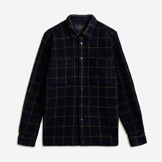Vega Plaid Wool Overshirt - Navy/Yellow