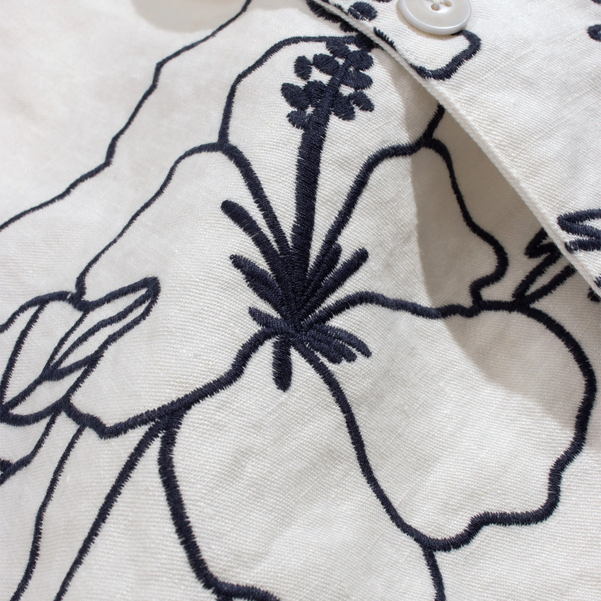 Veloso Landscape Embroidery S/S Vacation Shirt - White