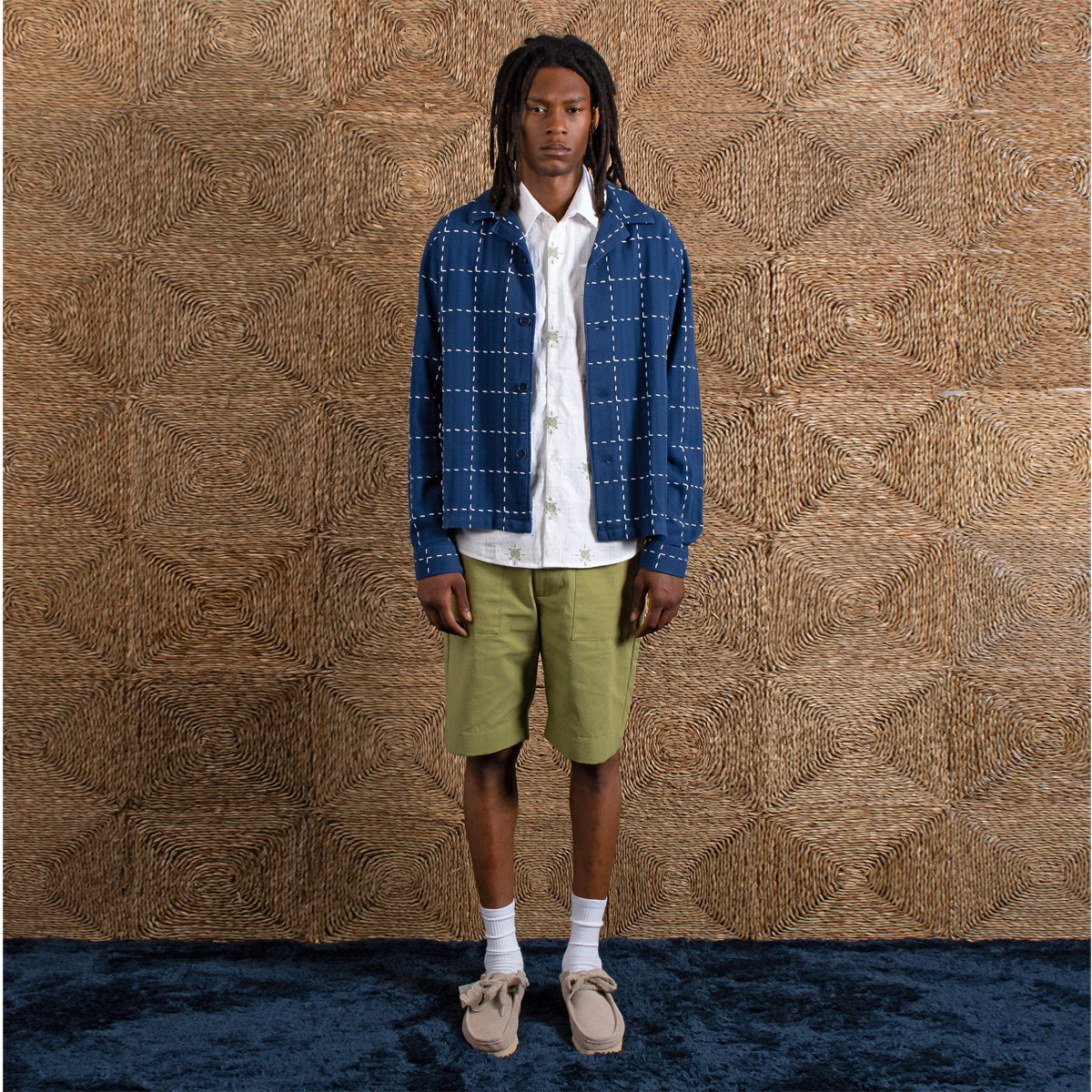Veloso Stitch Check Overshirt - Blue