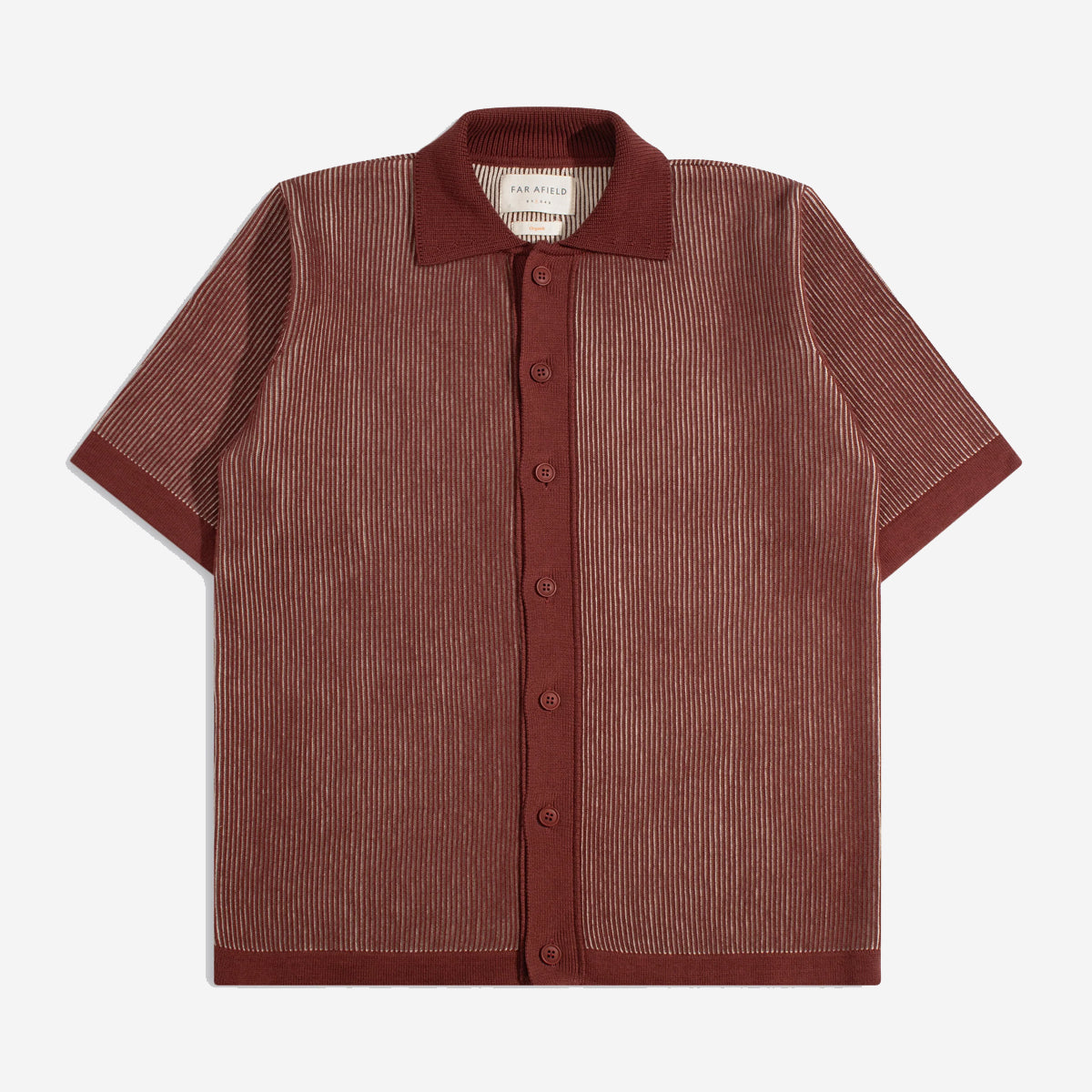 Velzy Helio Stripe S/S Polo Cardigan - Red/Sand