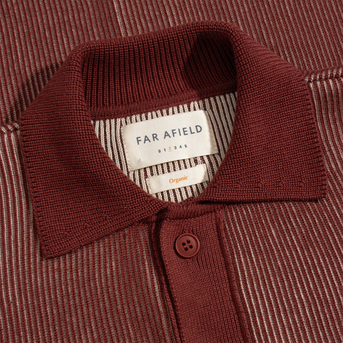 Velzy Helio Stripe S/S Polo Cardigan - Red/Sand