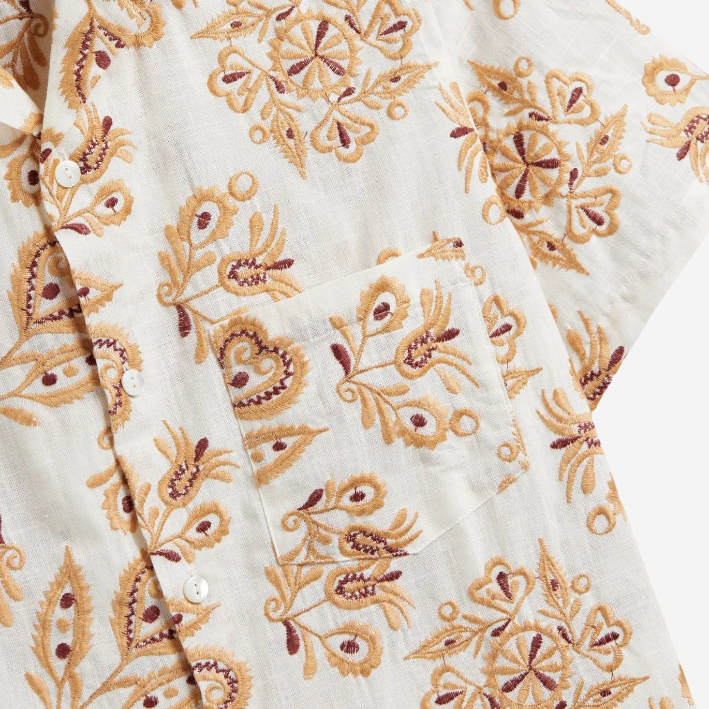 Victoria Paisley Floral S/S Vacation Shirt - White
