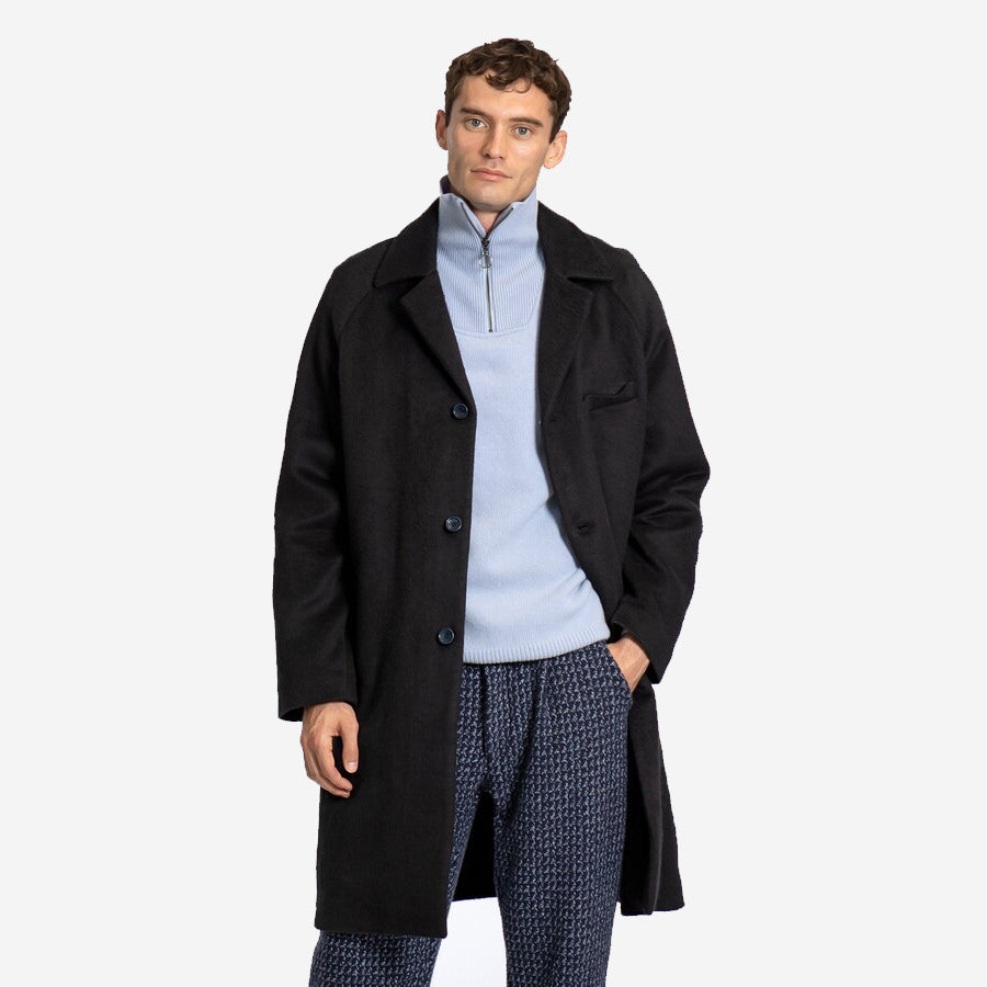 Vico Brushed Pile Overcoat - Meteorite Black