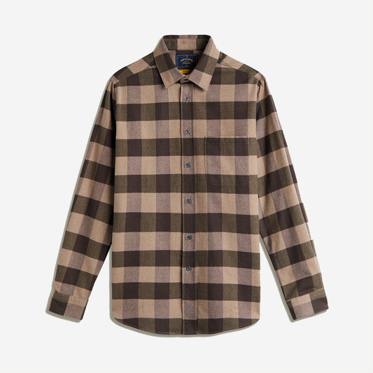 Woody Check Flannel Shirt - Taupe/Olive