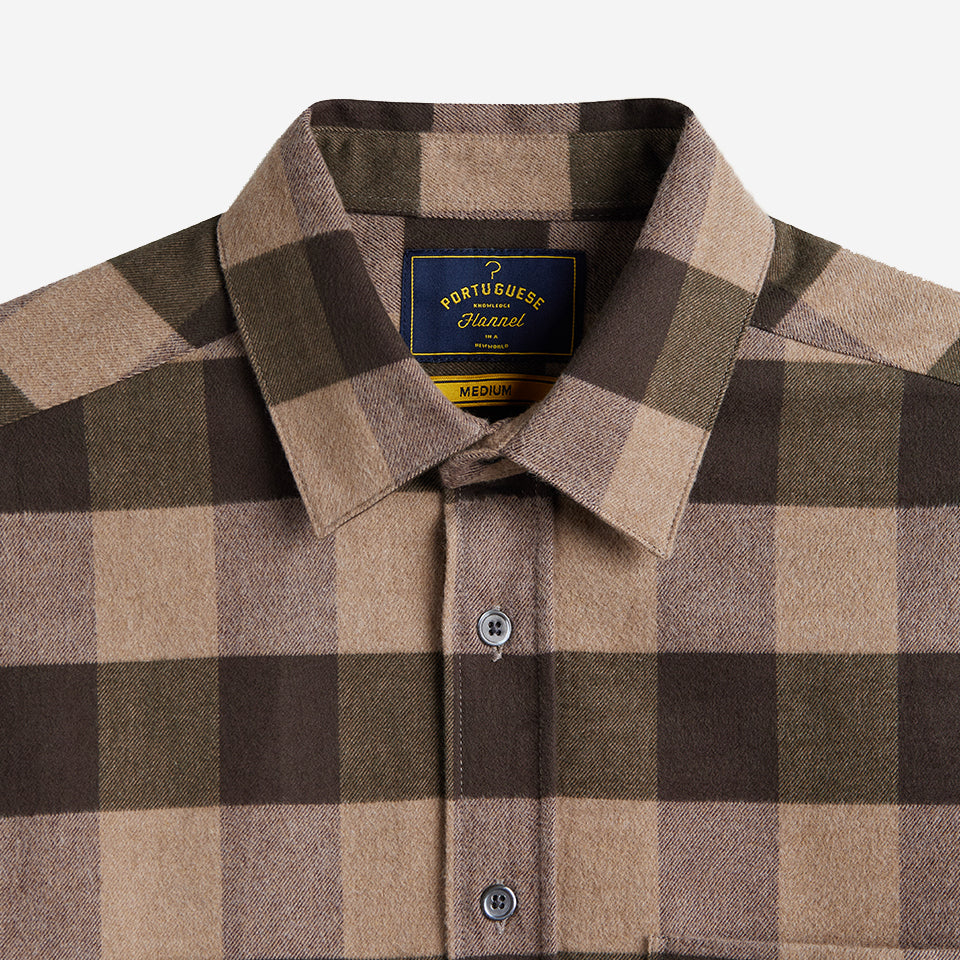 Woody Check Flannel Shirt - Taupe/Olive