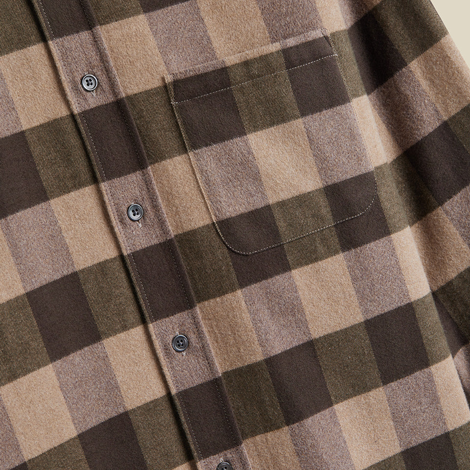 Woody Check Flannel Shirt - Taupe/Olive