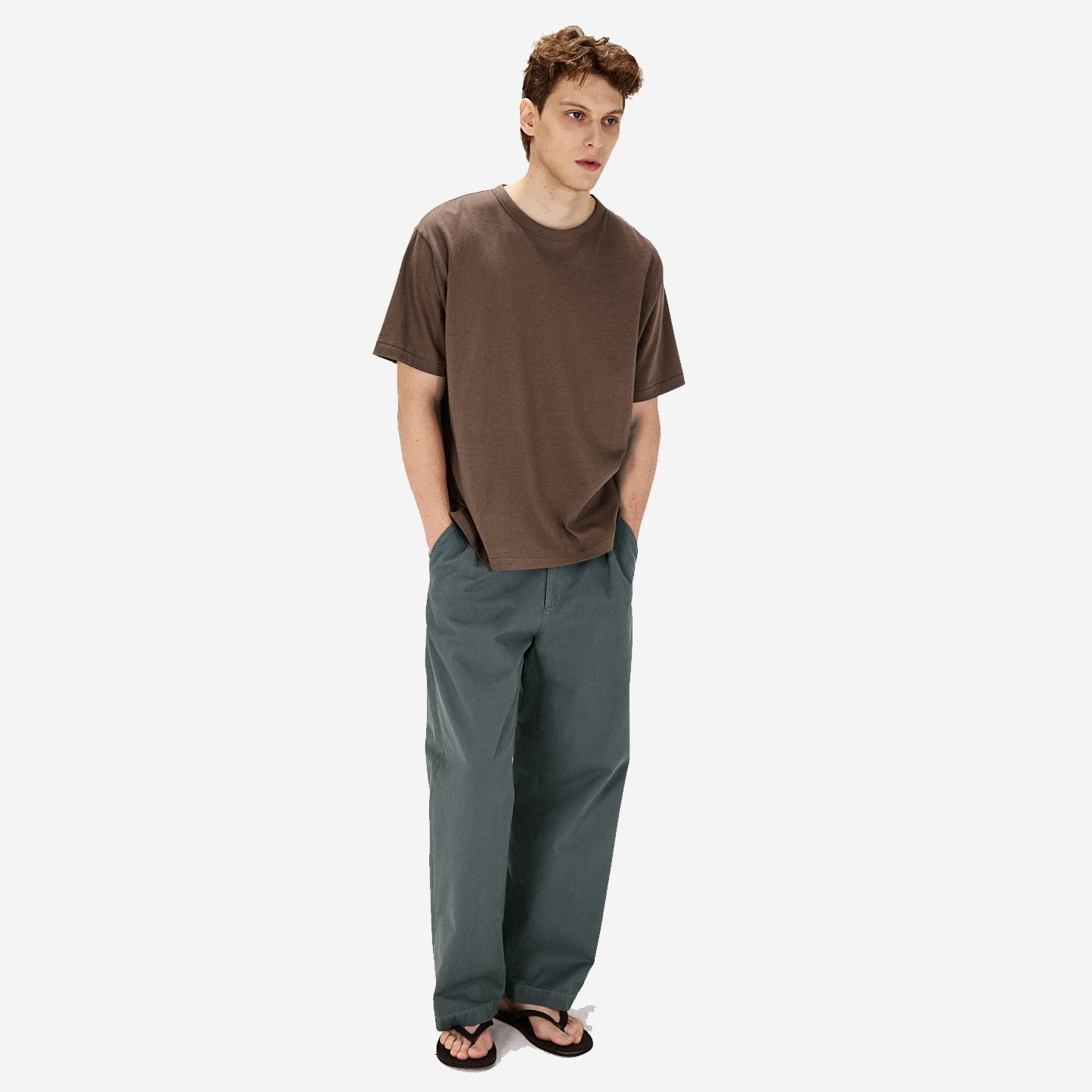 Blended Cotton Wool T-Shirt - Brown