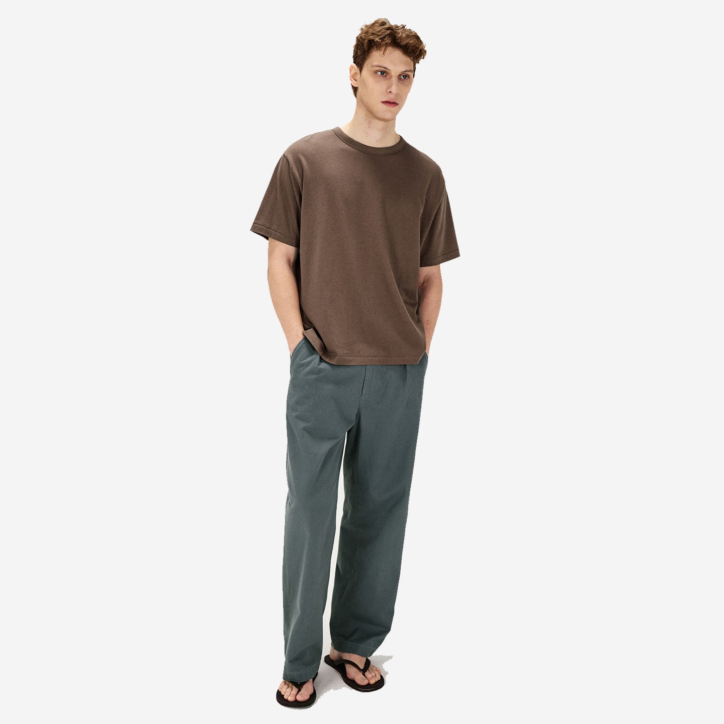Blended Cotton Wool T-Shirt - Brown