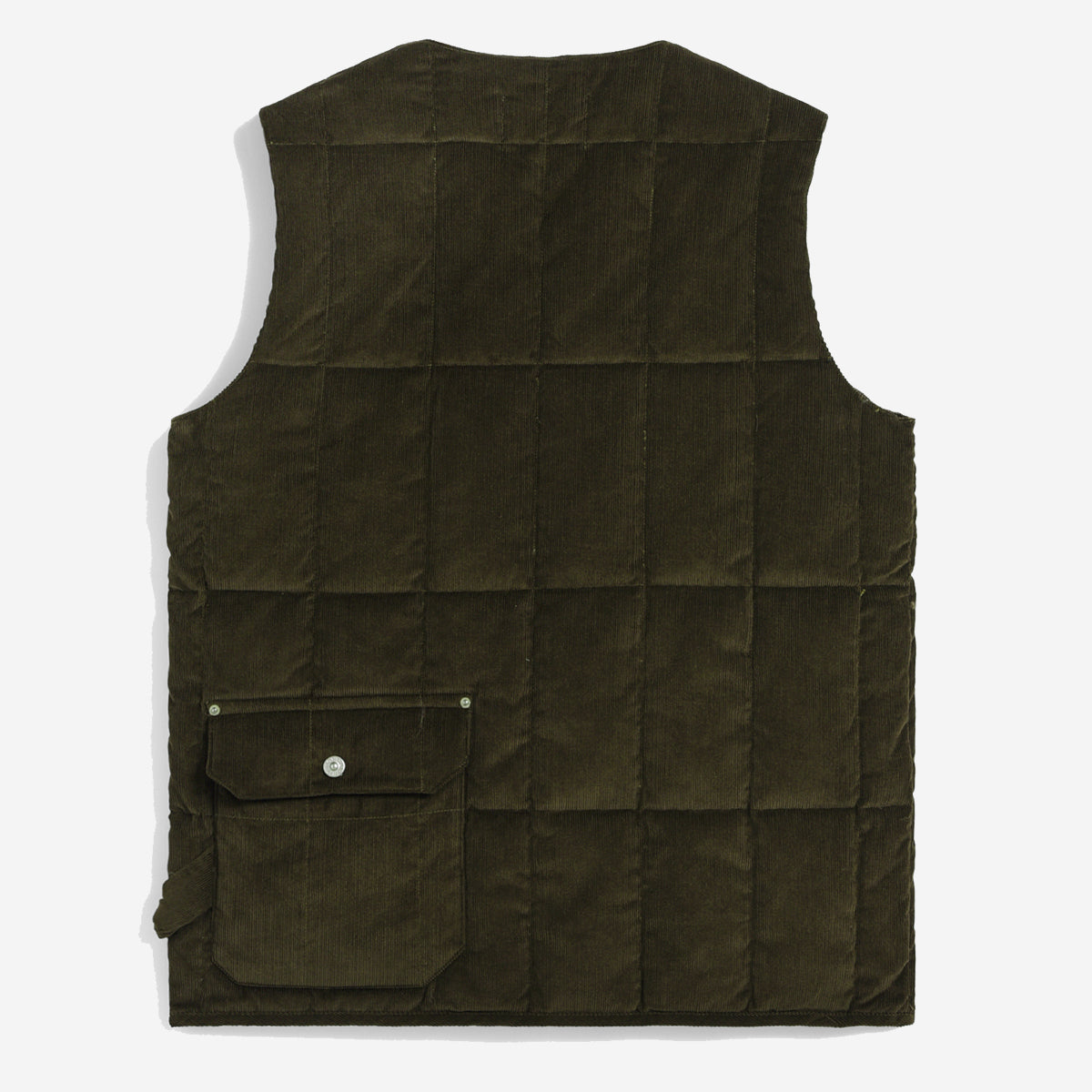 Work V-Neck Button Down Corduroy Vest - Dark Olive