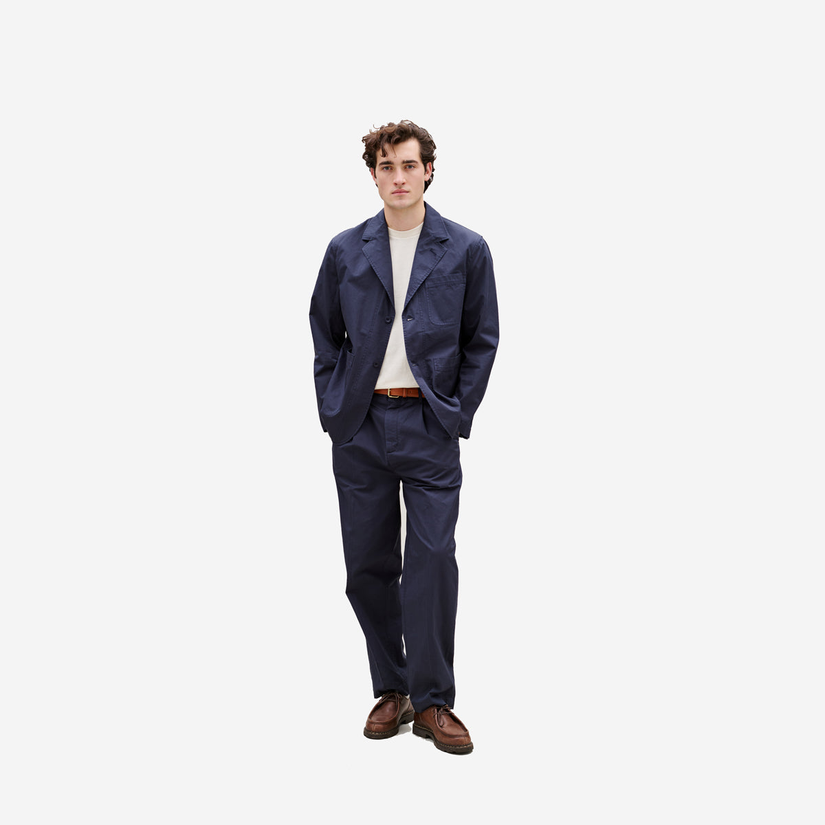 Writer Twill Relaxed Pleated Pants - Navy