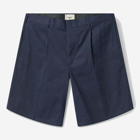 Writer Twill Pleat Shorts - Navy