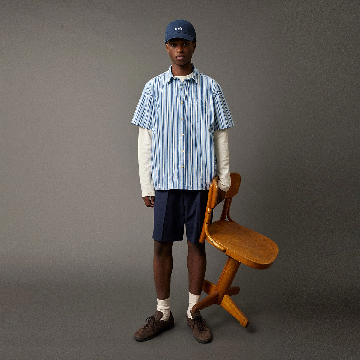 Writer Twill Pleat Shorts - Navy