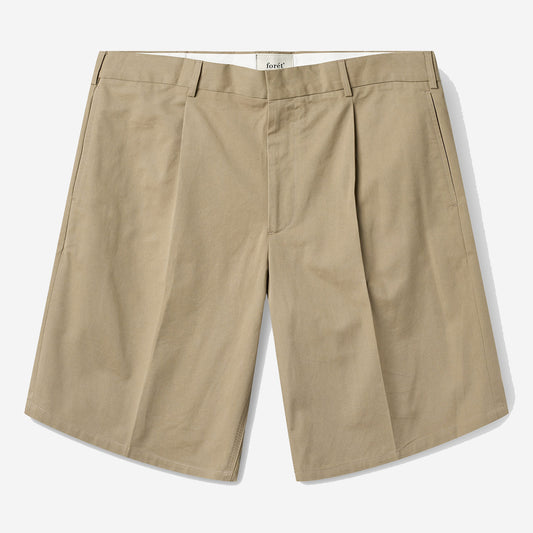 Writer Twill Pleat Shorts - Khaki