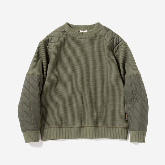 Waffle Armoured Midneck Sweater - Olive Green