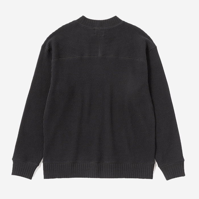 Big Waffle Mid-Neck Sweater - Black
