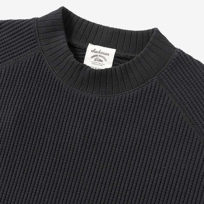 Big Waffle Mid-Neck Sweater - Black