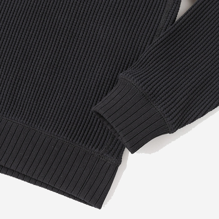 Big Waffle Mid-Neck Sweater - Black