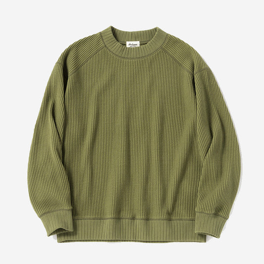 Big Waffle Mid-Neck Sweater - Pickles
