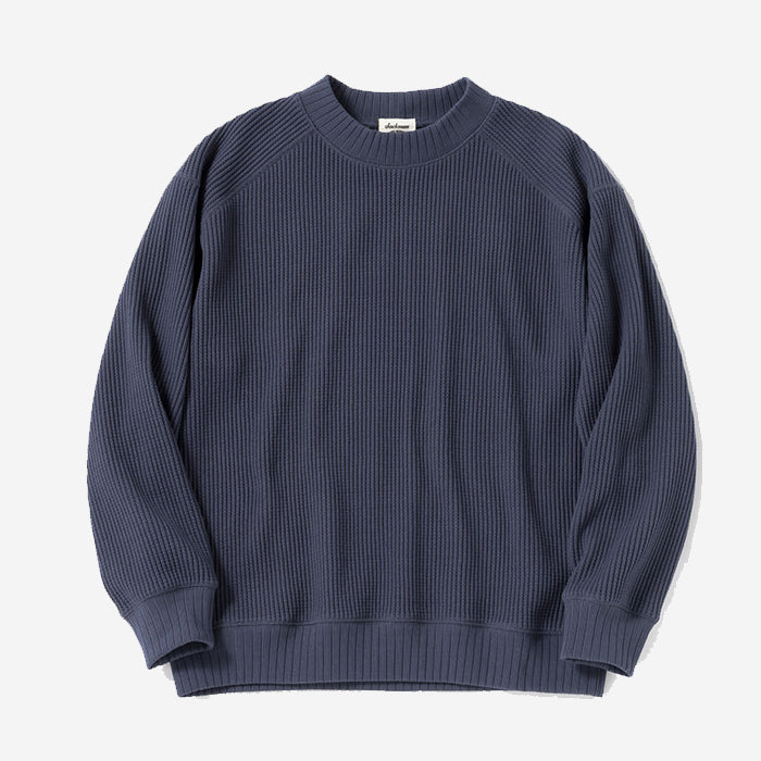Big Waffle Mid-Neck Sweater - Retro Navy