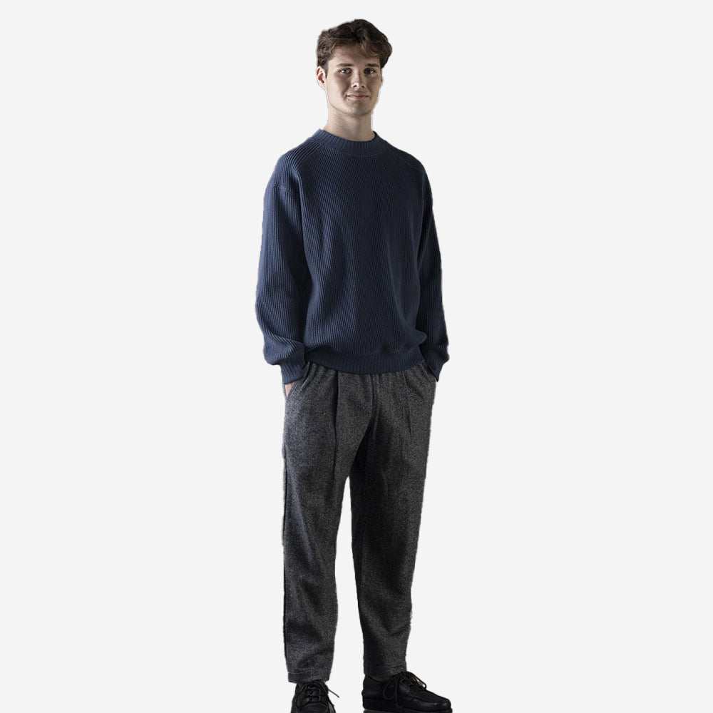 Big Waffle Mid-Neck Sweater - Retro Navy