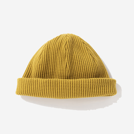 Big Waffle Knit Beanie - Mustard
