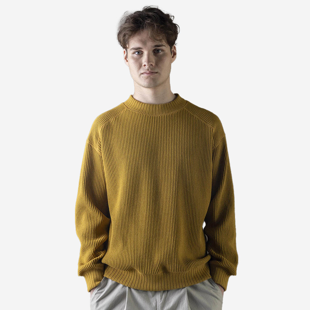 Big Waffle Mid-Neck Sweater - Pickles