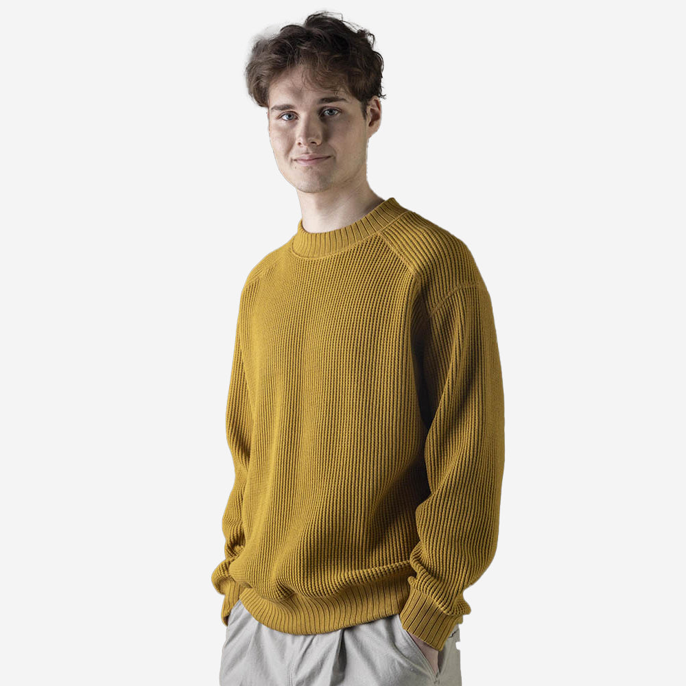 Big Waffle Mid-Neck Sweater - Pickles