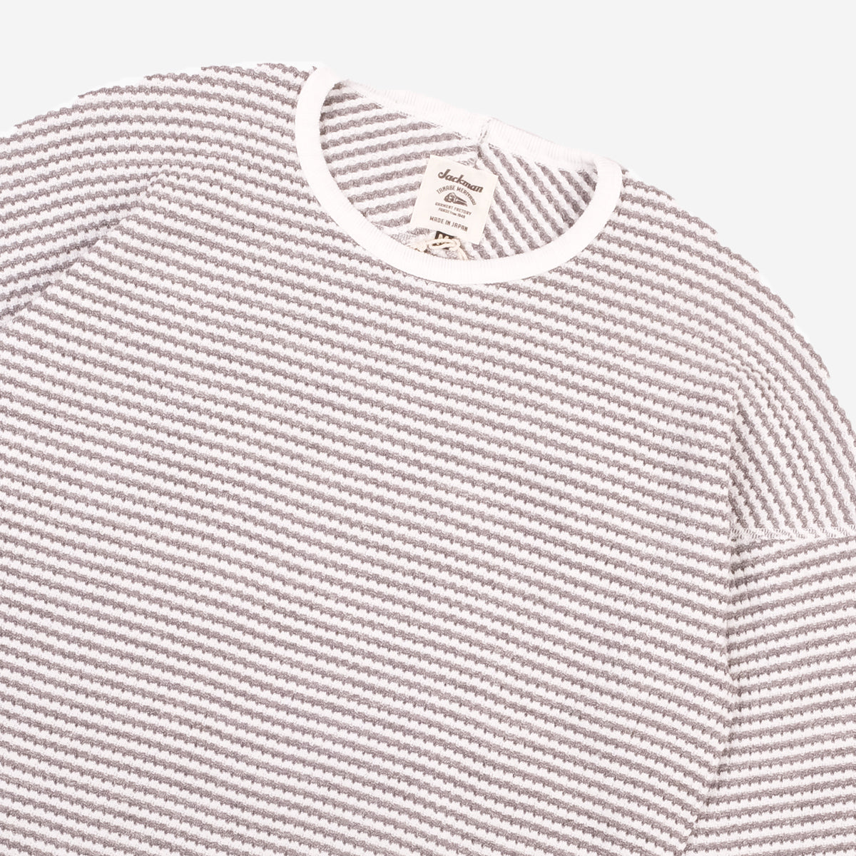 10 YEAR - Waffle Knit Under Crew - White x Grey