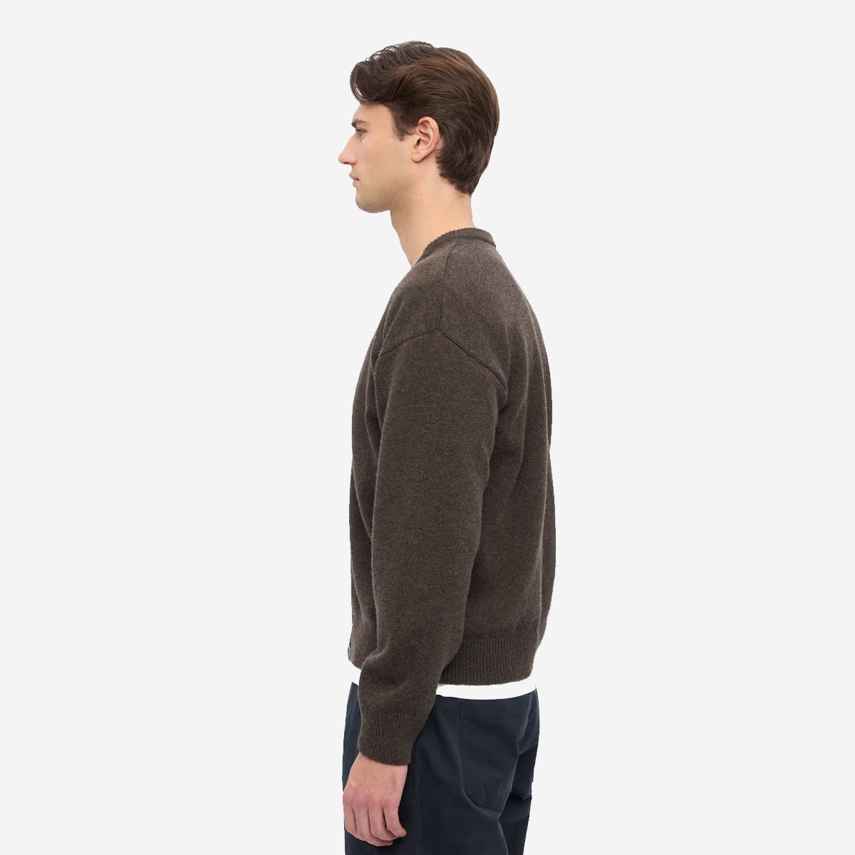Merino Wool V-Neck Cardigan - Coffee Brown