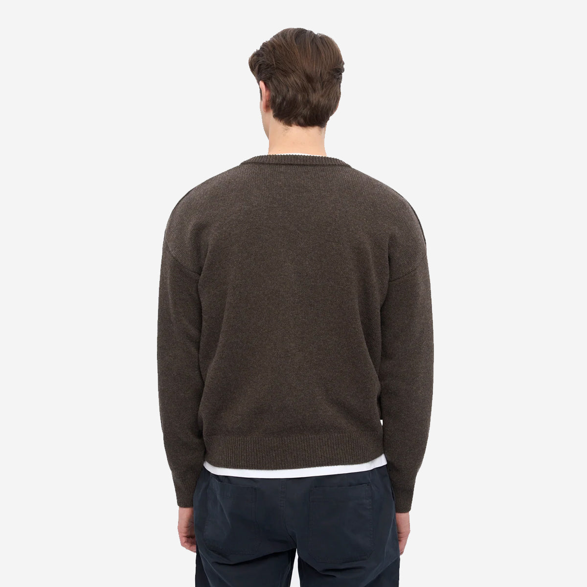 Merino Wool V-Neck Cardigan - Coffee Brown