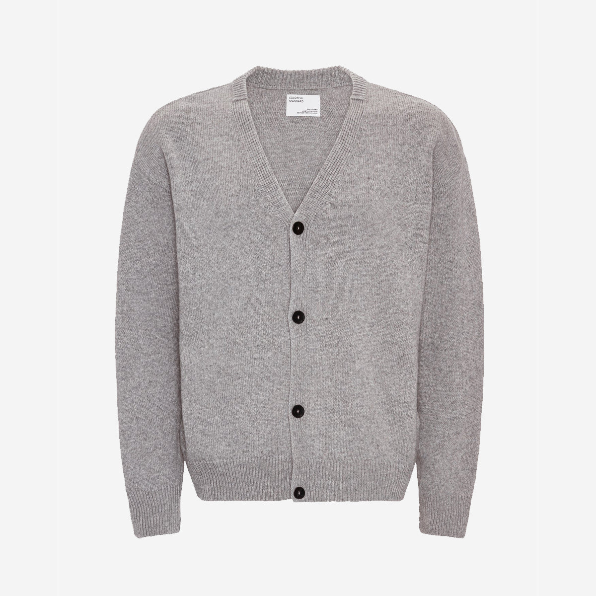 Merino Wool V-Neck Cardigan - Heather Grey